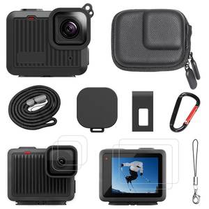 lot 6424 image: AAIOOEA Accessories Kit for GoPro Hero 4K Accessories Including Silicone Protective Cases Storage case Tempered Glass Protective Films Lens caps lanyards and Battery Side Covers for GoPro Hero - Retail $24