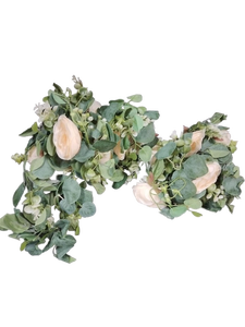 lot 6444 image: Artificial Eucalyptus and Rose Garland - Retail $25