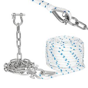 lot 9167 image: FUCNEN 38 Boat Anchor Rope 200 FT with 316 316 Stainless Steel Chain 10 FT, 14 Bow Shackles and 38 Thimble, Anchor Rode for Mooring, Boats Pontoon, Deck, Fishing, Sail