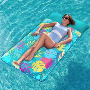 lot 9188 image: SLOOSH Inflatable Pool Floats Raft - XL Fabric Covered Pool Mat Lounger Floaties for Adults, Ultra Comfort Inflatable Water Float with Headrest for Beach Lake Swimming Pool Floating 68X34 (Teal) - Retail $33