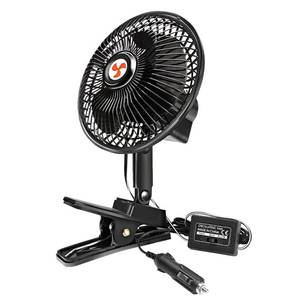 lot 9192 image: XGGYA 12 Volt Oscillating Fan, 6 Portable Car Fan With Car Cigarette Lighter, 360° Cooling Ventilation, Car DC Clip Fan, 12v Fan for Truck,RV,Car (Cord Length 5FT) - Retail $20