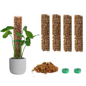 lot 9201 image: EOX 4 Pcs 15 Inch Plastic Moss Pole for Plants Monstera Set with 5.3oz150g Sphagnum Moss, Plant Poles for Climbing Plants, Plant Support for Indoor Plants, Garden Ties - Retail $26