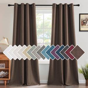 lot 10230 image: H.VERSAILTEX Linen Blackout Curtain 84 Inches Long for BedroomLiving Room Thermal Insulated Grommet Linen Curtain Drapes Primitive Textured Burlap Effect Window Drapes 1 Panel - Heather Cocoa Brown - Retail $26