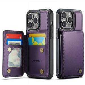 lot 18194 image: Vinich for iPhone 13 Pro Max Wallet Case with Card Holder, RFID Blocking Credit Slots Kickstand Shockproof Phone Cover for Women Men, Purple - Retail $17