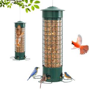 lot 19710 image: DSUMD Squirrel Proof Bird Feeder, Weight Activated Outdoor Hanging Metal Bird Feeder, Bite Proof, Weatherproof, Durable, Suitable for Chickadees, Goldfinches, Cardinals, 4.4LB Large Capacity, Green - Retail $36