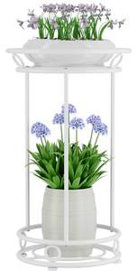 lot 19733 image: YIUKEA Plant Stand Indoor Outdoor - Metal Planter Holder Shelf Tall Tiered Flower Pot Display Organizer Rack for Garden, Patio, Living Room, Bathroom, Office (White) - Retail $30