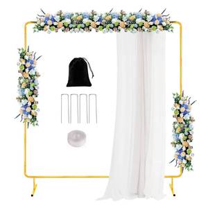lot 19736 image: Wedding Arch Backdrop Stand 6.6x6.6 FT Square Arches for Ceremony Gold Metal Arch Stand for Bridal Shower Birthday Party Garden Floral Arbor Anniversary Event Decor - Retail $27