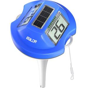 lot 19741 image: BALDR Pool Thermometer Floating Easy Read, Solar Digital Pool Thermometer with Dual Large Screens, IPX7 Water Temperature Gauge for Inground Above Ground Pools & Spas (Darkblue) - Retail $24