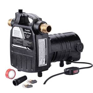 lot 19760 image: EXTRAUP 115Volt 12HP 1500 GPH Upgraded Heavy Duty High Pressure Cast Iron Casing Water Transfer Utility Pump with ONOFF Switch,Brass Connectors and Suction Strainer Black - Retail $106