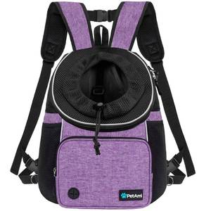 lot 19761 image: PetAmi Adjustable Cat & Dog Chest Carrier Backpack, Ventilated for Hiking & Camping, Max 15 lbs, Purple - Retail $31
