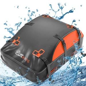 lot 19785 image: Asinking Car Rooftop Cargo Carrier Bag, 100% Waterproof Non-Rip 20 Cubic Feet Car Roof Bag for All Vehicles withWithout Rack, Includes Non-Slip Mat, Luggage Lock, 4 Door Hooks, Storage Bag - Retail $130