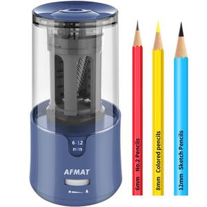 lot 19790 image: AFMAT Pencil Sharpener, Electric Pencil Sharpener for Colored Pencils, Auto Stop, Fast Sharpen in 3s, Large Hole Pencil Sharpeners Plug in for 6-12mm No.2Jumbo Pencils-Blue (Model PS93) - Retail $30