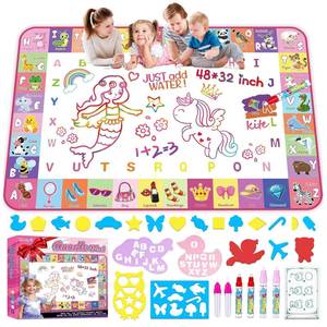 lot 19791 image: Toddlers Toys Water Doodle Mat 48 X 32 Inch Large Mess Free Coloring & Drawing Mat - Instant Drying - Kids Educational Toys for Girls Age 3-5 Home Activities - BirthdayChristmas Gifts for Girls Boys - Retail $23