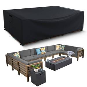 lot 19796 image: HIGHTQURO Patio Furniture Covers Waterproof, Heavy Duty 600D Outdoor Furniture Covers for Outside Sectional Sofa Set,Tear Resistance and Anti-UV, Black,126L x 64W x 28H - Retail $37