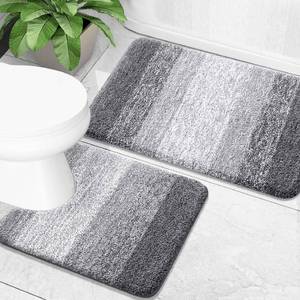 lot 19797 image: OLANLY Bathroom Rug Set 2 Piece, Soft Absorbent Microfiber Bath Mats and U-Shaped Contour Toilet Rug, Non-Slip, Machine Wash Dry, Plush Shaggy Bath Mats for Bathroom (24x1624x20, Grey) - Retail $22