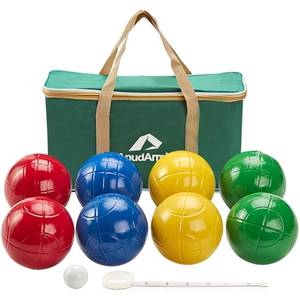 lot 19806 image: ApudArmis 100mm Bocce Balls Set, Lighter Outdoor Bocce Game for BackyardLawnBeach - Set of 8 Soft PE Balls & 1 Pallino & Nylon Carrying Case & Measuring Tape for Teens Beginners - Retail $33
