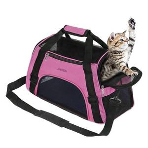 lot 19818 image: JMOON Cat Carrier Soft-Sided Airline Approved Pet Carrier Bag,Pet Travel Carrier for Cats,Dogs Puppy Comfort Portable Foldable Pet Bag (Medium, Pink) - Retail $17