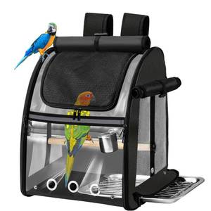 lot 19823 image: SUERTREE Bird Carrier Bag with Indestructible Stainless Steel Mesh, Bird Travel Cage with Stand, Easy to Clean Backpack for Parrot, Portable Bird Travel Bag, Pet Breathable Travel Cage, Black - Retail $40