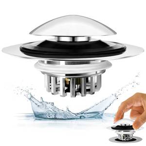 lot 20119 image: BAOLSLS Bathtub Drain Stopper, Pop Up Tub Drain Hair Catcher, Bath Tub Drain Plug and cover for 1.45-1.8in Drain Hole, Replaces Lift and Turn, Tip Toe or Trip Lever, Silver - Retail $10