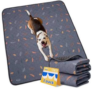 lot 20121 image: Sunheir Washable Pee Pads for Dogs Large 48 x 48 2-Pack Reusable Puppy Pads Pet Training Pads, Absorb Dog Mats, Whelping Pad, Non-Slip Protects Against Urine Leakage (Leaves - Deep Grey, 48x48) - Retail $36