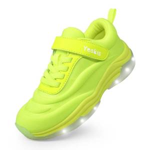 lot 20126 image: YESKIS Kids Light Up Sneakers for Boys Girls Running Tennis Shoes Lightweight Breathable Led Flashing Athletic Sport, 13 Little Kid Green&nbsp