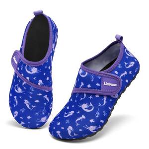 lot 20134 image: Limberun Kids Water Shoes Boys Girls Barefoot Non-Slip Beach Swim Lightweight Quick Dry Aqua Pool Shoe Walking Socks for Toddler Mermaid 1-2 - Retail $10