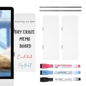 lot 20147 image: PIQOLA Monitor Memo Board, 2 pcs Magnetic Whiteboard Memo Board for Desktop, Dry Erase Memo Board with 3 pens - Retail $10