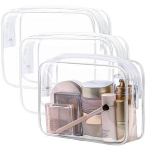 lot 20154 image: PACKISM TSA Approved Toiletry Bag, 3 Pack Clear Makeup Bag, Travel Makeup Cosmetic Pouch for Women, Carry on Airport Airline Compliant Bag, White (for age 12 or above) - Retail $10