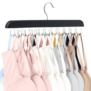 lot 20184 image: Bra Hanger for Closet, Tank Top Organizer 20 Hooks Capacity Foldable Wood Space Saving Hanger Closet Organizers and Storage for Dorm & Apartment for Tank Top, Hats, Scarf etc. - Retail $13