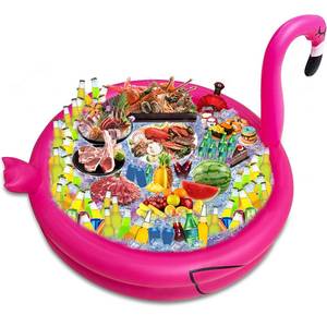lot 20404 image: TURNMEON 130 Cans Super Large Capacity Inflatable Flamingo Drink Cooler with Bottom Quick-Drain, Luau Hawaiian Tropical Birthday Themed Party Supplies, Summer Outdoor Pool Party Decorations - Retail $30