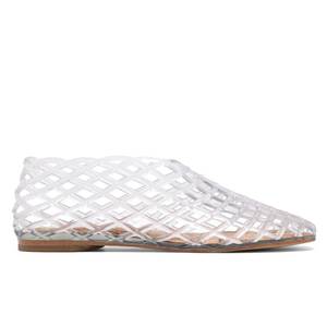 lot 20408 image: VorisVina Clear Jelly Mesh Ballet Flats for Women Adult Clear Hollow Jelly Sandals Beach Ballerina Jellies Shoes - Retail $50