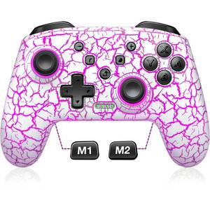lot 20414 image: Switch Controller, Gammeefy Wireless Switch Pro Controller for Nintendo SwitchSwitch 2LiteOLED, 9 Color Adjustable LED Switch Remote Compatible with Windows PCAndroidIOS with Programmable (White) - Retail $27