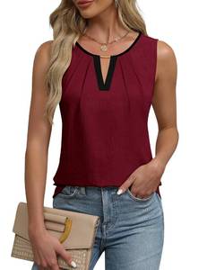 lot 20438 image: Blooming Jelly Summer Tank Top for Women Sleeveless Business Casual Outfits Basic Dress Shirt Outfits 2025 L, Wine Black - Retail $18