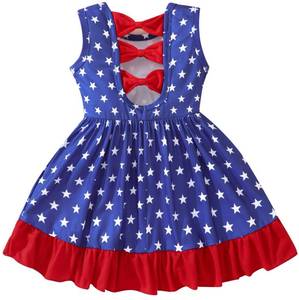 lot 20469 image: Popshion Girls 4th of July Dress Baby Girls American Flag Flutter Sleeve Dresses Kids Patriotic Summer Clothes Independence Day Outfit 18-24M 1405 - Retail $14