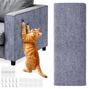 lot 20484 image: 78.7x15.8 in Cat Scratch Furniture Protector, Self-Adhesive Couch Protectors from Cat Caws for Couch, Wall Trimmable (Light Gray) - Retail $10
