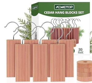 lot 12232 image: ACMETOP Cedar Hang Blocks Set - 30 Pack with Round Blocks - Retail $15