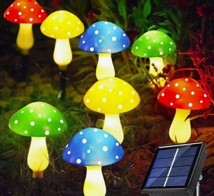 lot 17456 image: Vintage Mushroom String Outdoor Walkway Lights - Retail $25