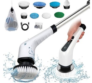lot 9186 image: 8-in-1 Electric Cleaning Brush Set with Replacement Heads - Retail $40