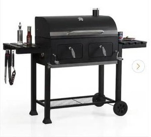 lot 17 image: PHI VILLAHeavy-duty Outdoor Barrel Charcoal Grill in Black - Retail $360