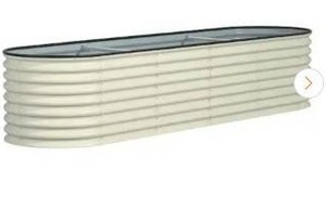 lot 22 image: VEIKOUS8 ft. x 2 ft. x 2 ft. Galvanized Raised Garden Bed 9-in-1 Planter Box Outdoor, Pearl White - Retail $120