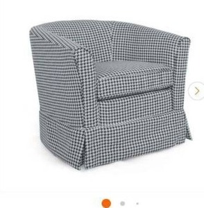 lot 31 image: Noble HouseGloster WhiteBlack Houndstooth Print Modern Swivel Club Chair - Retail $322