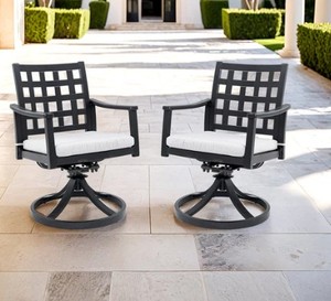 lot 29 image: DENISLAWNAlderon Cast Aluminum Outdoor Swivel Rocker with Sunbrella Cushions (2-Pack) - Retail $703