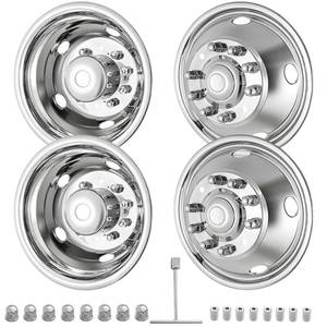 lot 10904 image: CIRONBOW 19.5 10 Lug Wheel Simulators,Stainless Steel,Hubcap with Bolt Kit Fit for 2005-2021 Ford F450F550,Ford Raptor 2WD Trunk Dually Wheel Cover Set (19.5Inch)