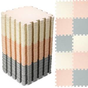 lot 10906 image: Nuanchu 60 Pcs Kids Foam Puzzle Floor Mat Bulk Solid Color Foam Play Mat with Borders Interlocking Multi Use Floor Rug for Baby Toddler Children Crawling Exercise Playroom 12 inch (White, Cream, Gray)