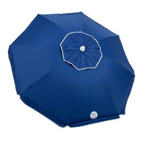 lot 10913 image: Rio Brands 7  UPF 50 Beach Umbrella with Integrated Sand Anchor  Blue