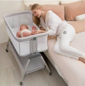lot 10924 image: ANGELBLISS Baby Bassinet Bedside Sleeper, Easy Folding Portable Bassinet for Baby with Wheels, Adjustable Height, Included Mattress