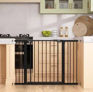 lot 10929 image: keny 29.7-46 Baby Gate for Stairs, Auto Close Dog Gates for Doorways, Pressured Mounted No Drilling Pet Gate Extra Wide, One-Hand Opening Dual Lock Stair Gate, Indoor Kids Necessities, Black