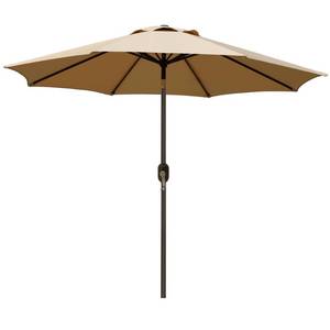 lot 11928 image: Blissun 9 Outdoor Patio Umbrella, Outdoor Table Umbrella, Yard Umbrella, Market Umbrella with 8 Sturdy Ribs, Push Button Tilt and Crank (Tan)
