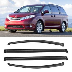 lot 11933 image: Window Rain Guards for 2011-2020 Toyota Sienna, Window Visor Guard Vent Wind Shade Deflector Rain Shield Protector Sun for 11-20 Sienna 2012 2013 2014 2015 2016 2017 2018 2019, Outside-Mount, 4PCS