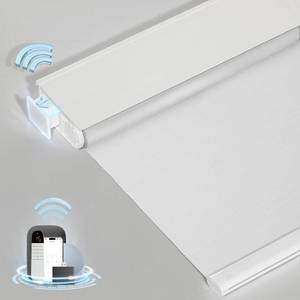 lot 11934 image: MANSNIX Smart Motorized Blinds with Remote, Cordless No-Drill Automatic Roller Shades, Blackout Electric Blind for Windows, White, 35 x 72